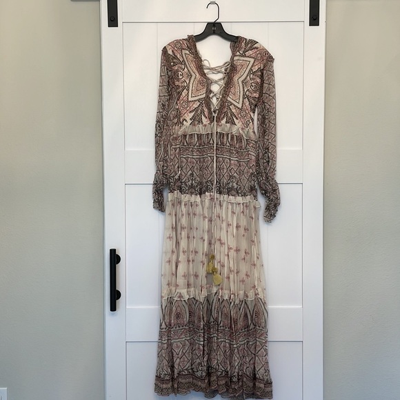 NWT HEMANT & NANDITA Noor Printed Lace-Up Maxi Dress Size XS - Picture 10 of 11